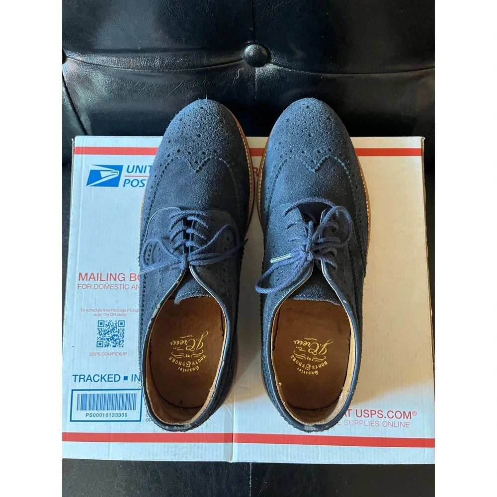 J.Crew Men Navy Blue Suede‎ Ludlow Wingtip Oxford